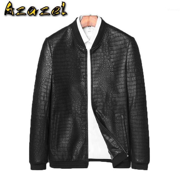 

azazel men's leather jacket sheepskin coat genuine leather jacket men spring casual bomber veste cuir homme 31j1318 kj21131, Black