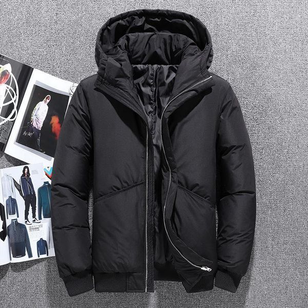 

2020 short men's hooded down jacket winter youth korean-style slim fit casual men thick coat thermal wear1, Black