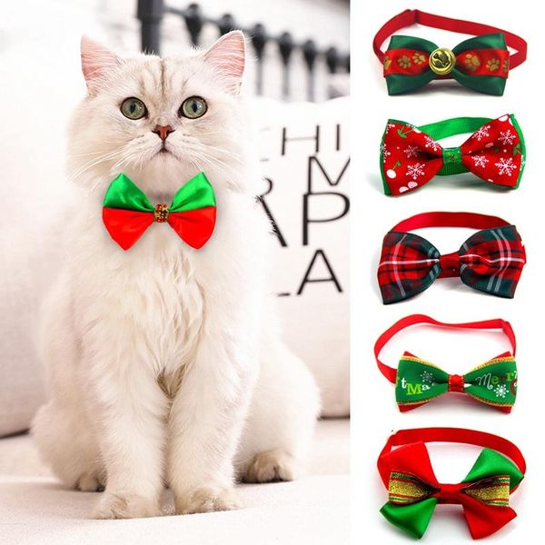 

pet protective glasses christmas adjustable cat dog collar holiday cats bow tie neck strap grooming accessories puppy necklace
