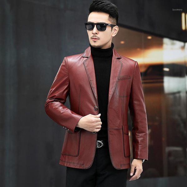 

high end fall / winter 2020 new men's leather suit1, Black