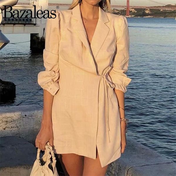 

bazaleas chic side tie cross bandage blazer women dress vintage coat women autumn fashion slim blazer mujer casual dropshipping1, White;black
