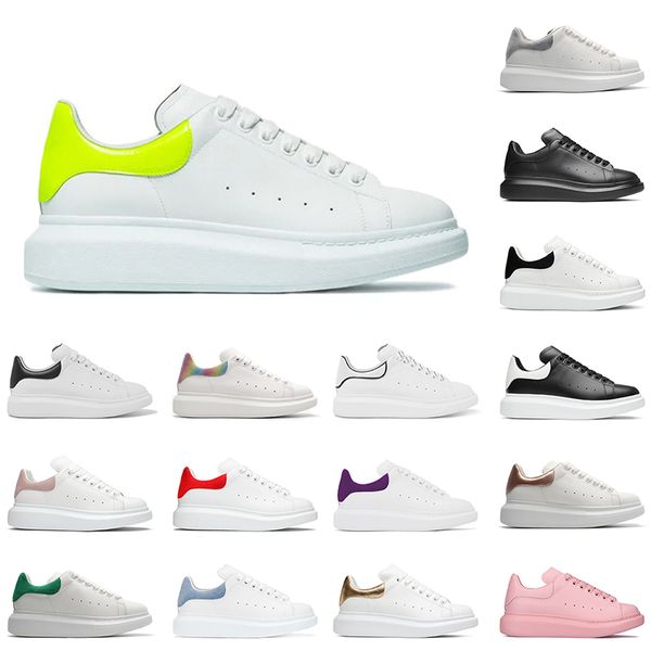 

new party platform casual shoes black genuine leather sneakers mens womens fashion reflective white colorful shoes flat chaussures, White;red