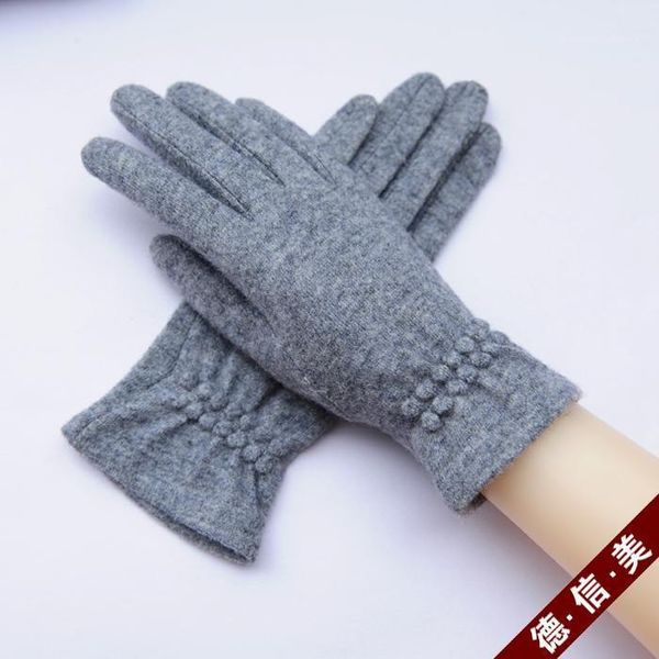 Fünf Finger Handschuhe Winter Wolle Kaschmir Holz Warm Halten Stricken Elastische Dünne Mode Frau Mit Touchscreen1