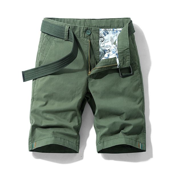 

2021 new summer new casual fit pockets short color belted messenger cargo shorts pants men w8gs, White;black