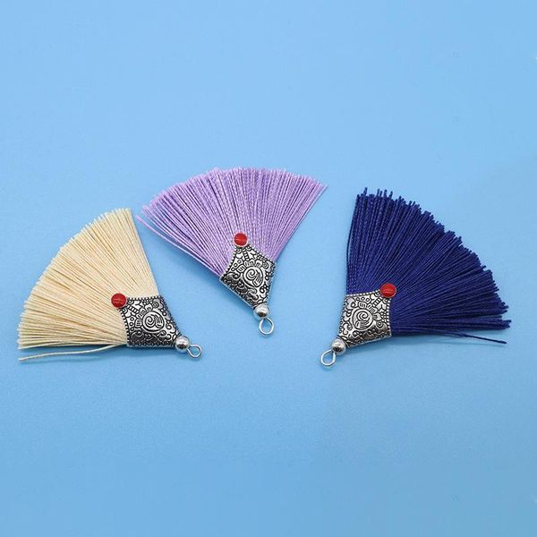 

2 10pcs metal caps silk tassel fringe pendant diy crafts material color tassels trim curtains decor earrings jewelry components h jllbdx