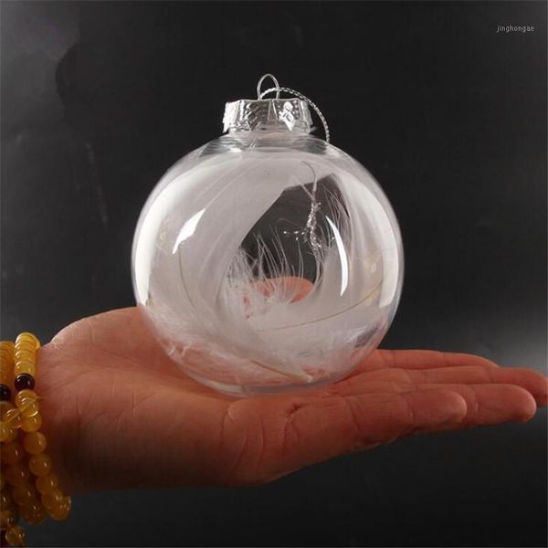 

2pc christmas transparent balls with feather merry christmas tree hanging decorations xmas party diy decor1