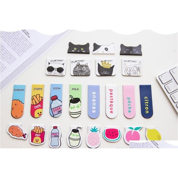 

20 packs (2 pcs/pack)cartoon fruit food chips magnet bookmark paper clip kids school office supply gift stationery hphv8