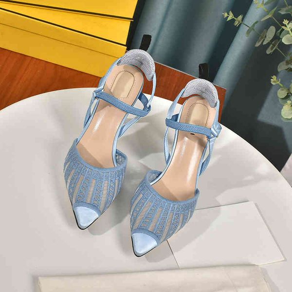 

women dress shoes leisure pointed toe mesh real leather ankle strap lady temperament fashion stietto heels pumps 5 colors big size36-41, Black