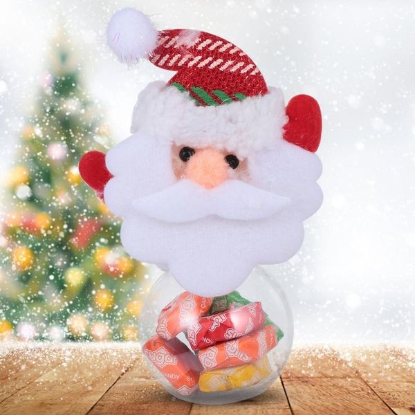

1pc portable storage box santa claus round bottle christmas candy can (red
