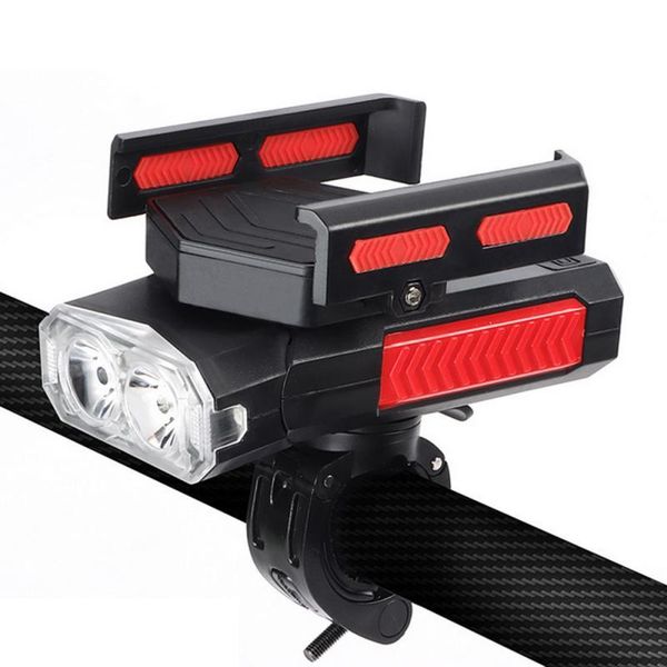 

bike lights 5 in 1 multifuctional 400 lumens bicycle light usb rechargeable headlight with horn holders led cycling lamp
