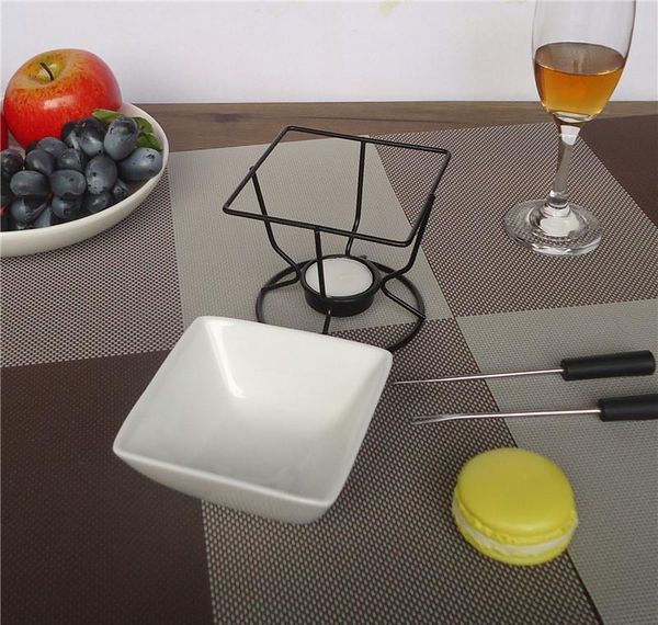 

ceramic chocolate melting oven white porcelain cheese chocolate fondue set with black iron tealight burner and f jllvlb mx_home