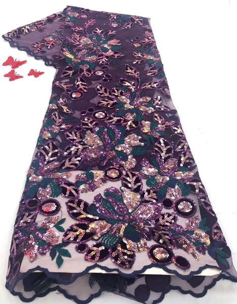 

ribbon flower patter sequins lace fabrics embroidery african tulle mesh sequence fabric french for wedding dress, Pink;blue