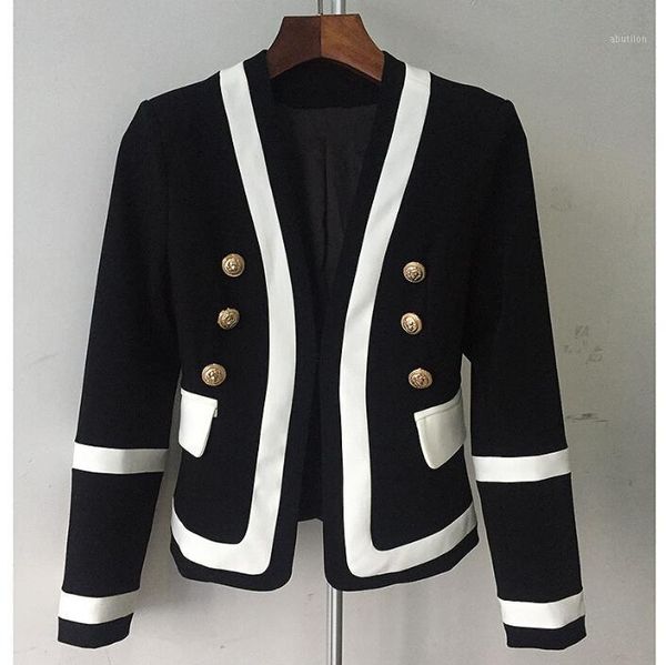 

women's suits & blazers women 2021 black white color long sleeve jackets double breasted vintage blazer cardigan coat female feminino1, White;black