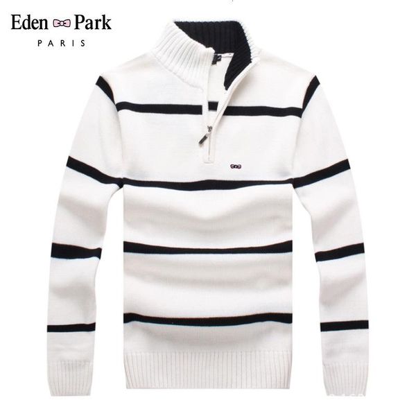 

park brand cotton sweater men eden casual sweaters pull homme knitted pullover half zipper turtleneck knitwear -collar 7122, White;black
