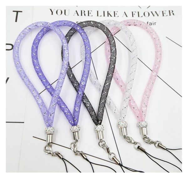 

shellnail diy mobile phone lanyard phone shell crystal hand strap exquisite bracelet mesh hanging neck rope for airpod n qylezc