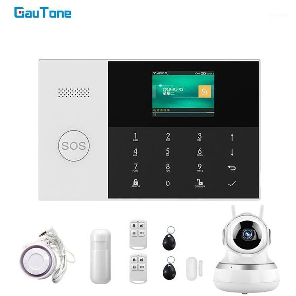 

gautone pg-105 wifi gsm alarm system 433mhz home security alarm smart kits rfid pir motion detector with ip camera app control1
