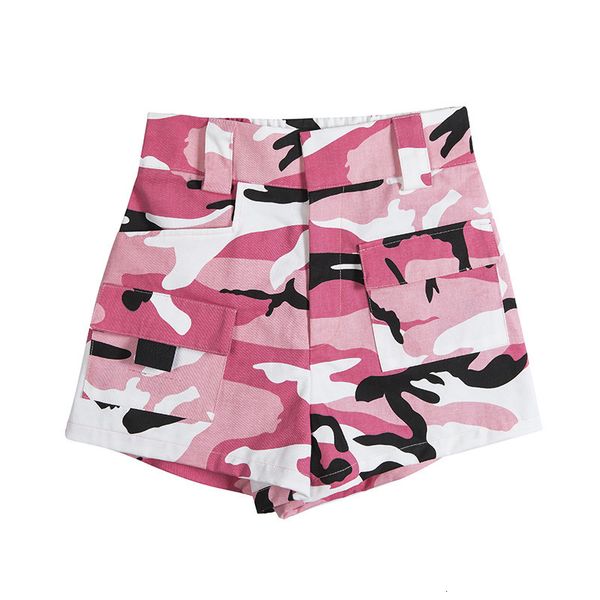 

2020 european and american women's new selling fashion camouflage pocket straight bib overall casual shorts, White;black