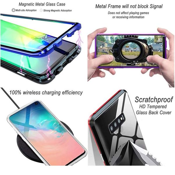 

360 full protection magnetic case for samsung galaxy a51 a71 a31 a41 double-sided glass phone cov wmtxvx