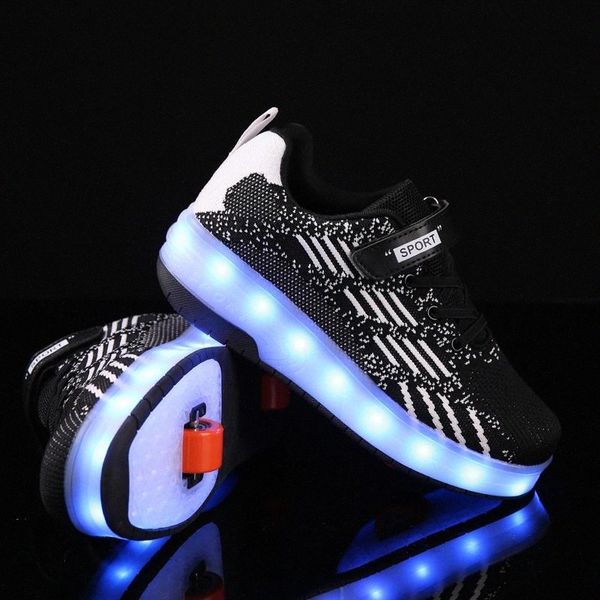 

children boy girl one wheels luminous glowing sneakers pink led light roller skate shoes kids led shoes boys girls usb charging #4g6t