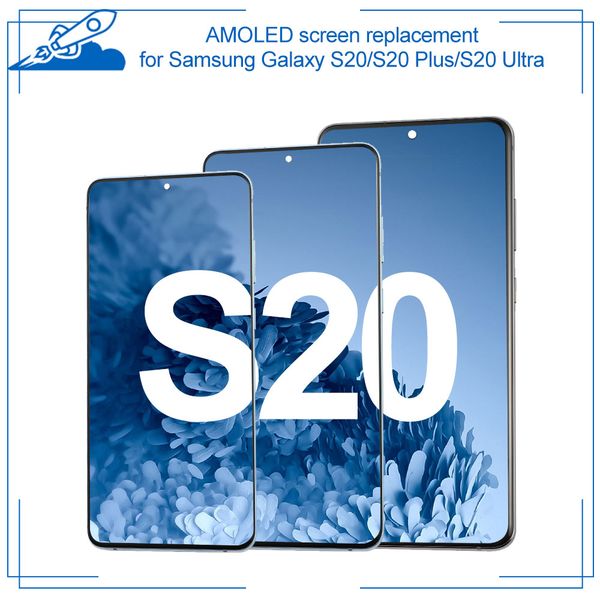 

100% oem amoled display for samsung galaxy s20 plus ultra touch screen digitizer assembly black blue grey no dead pixel