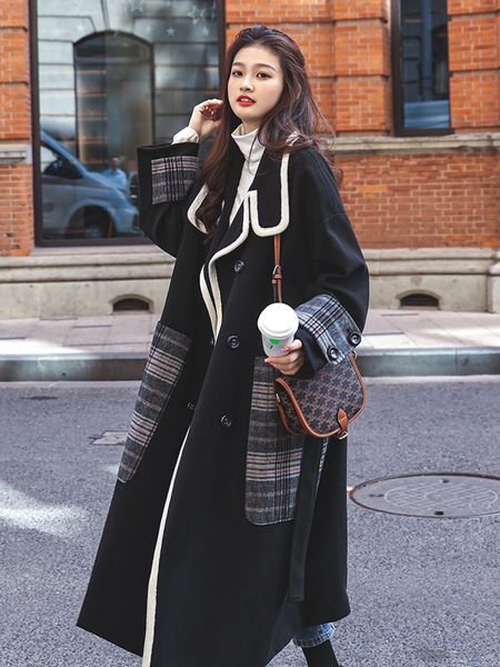 

hepburn black women's middle and long style fall / winter 2020 new thickened woolen coat