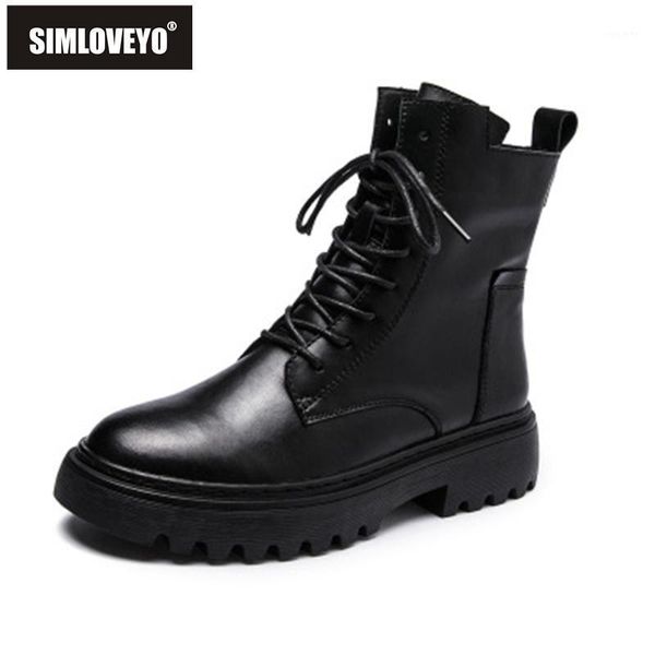 

simloveyo women ankle boots round toe 4cm thick bottom slim zip cross strap comfortable vintage thick bottom casual spring b21601, Black
