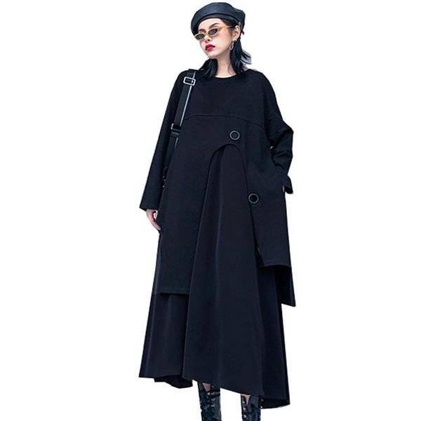 

casual dresses qing mo fashion brand black women irregular dress 2021 plus size loose female elegant zqy2738, Black;gray