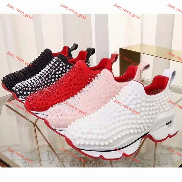 

fashion red bottom men women casual spikes rivets rhinestone shoes lin456 dress party walking shoes sneakers chaussures de sport, Black;red