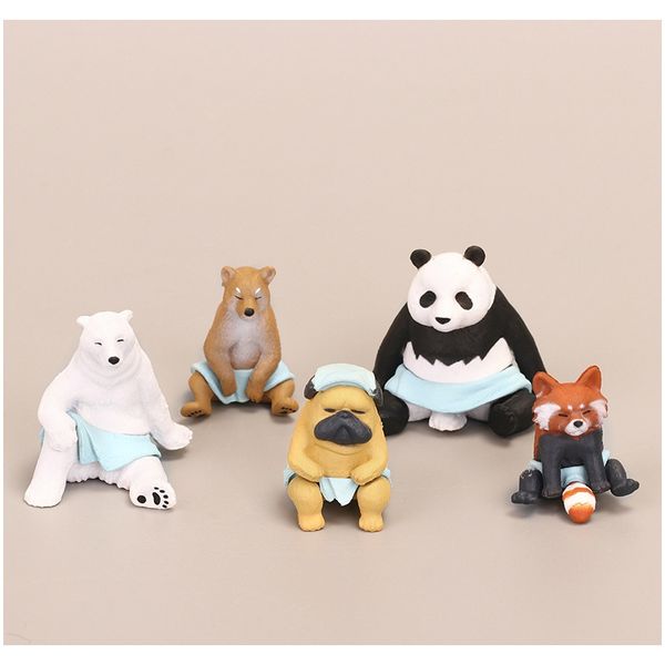 

5pcs pvc simulation animals action figure toys polar bear panda dog accoon animal model figure toys for kids animal model doll f wmthpg