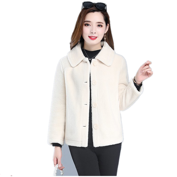 

women's fur & faux coat for women autumn winter elegant lapel single breasted thick solid female outwear, Black