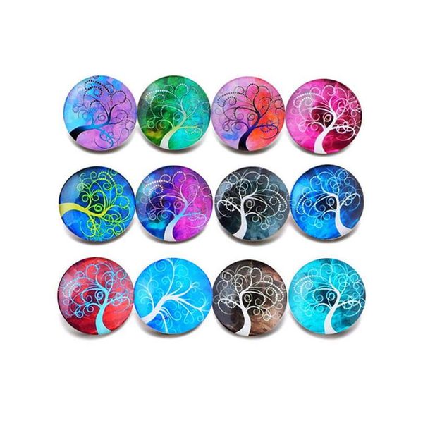 

10pcs/lot new glass snap jewelry tree of life mixed pattern snap buttons fit 18mm/20mm diy snap bracelet buttons jewel sqcivi