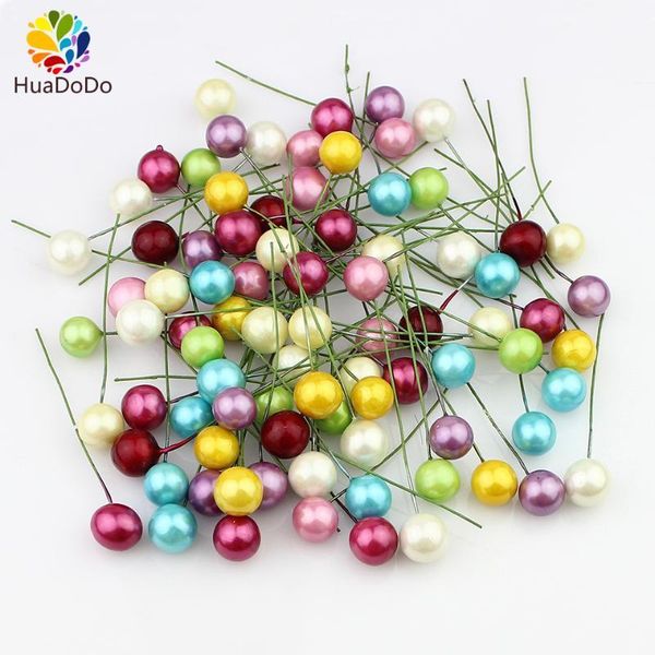 

decorative flowers & wreaths 1cm 50pcs plastic pearl stamens artificial flower small berries cherry for wedding christmas cake box decoratio