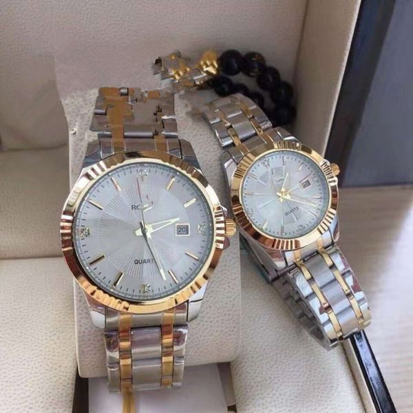 

fashion new watch men's trend business steel belt waterproof watch men's calendar room gold watch, Slivery;brown