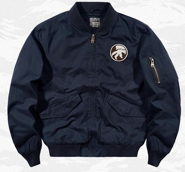 

new style baseball uniform men's autumn vintage work clothes comfortable coat air force pilot jacket khaki, army green, dark blue, Black;brown