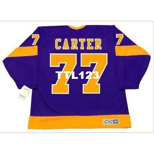 

men #77 jeff carter los angeles kings 1970's ccm vintage home hockey jersey or custom any name or number retro jersey, Black