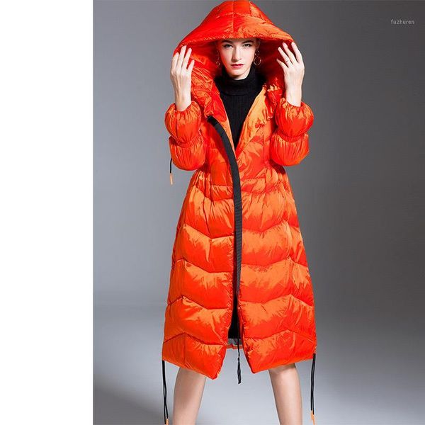 

women's down new 2020 european 95% duck jacket female long hooded parkas winter warm windbreaker overcoat chaqueta mujer1, Black