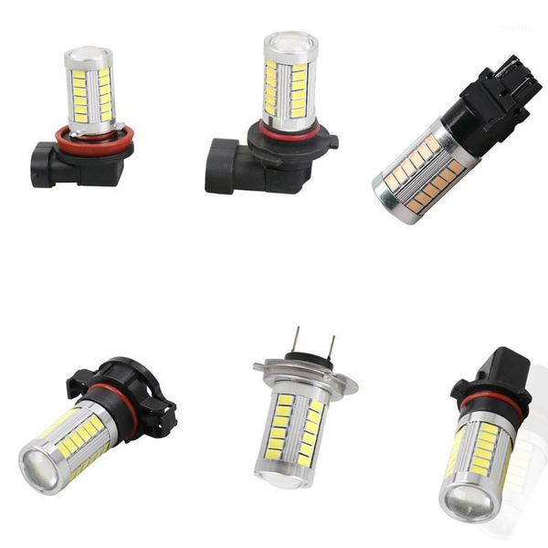 

super white 1 x h4 h7 h8 h11 9005 9006 p13w h16 33smd led auto fog lamp car bulb 6000k with lens 5630 led chip car styling1