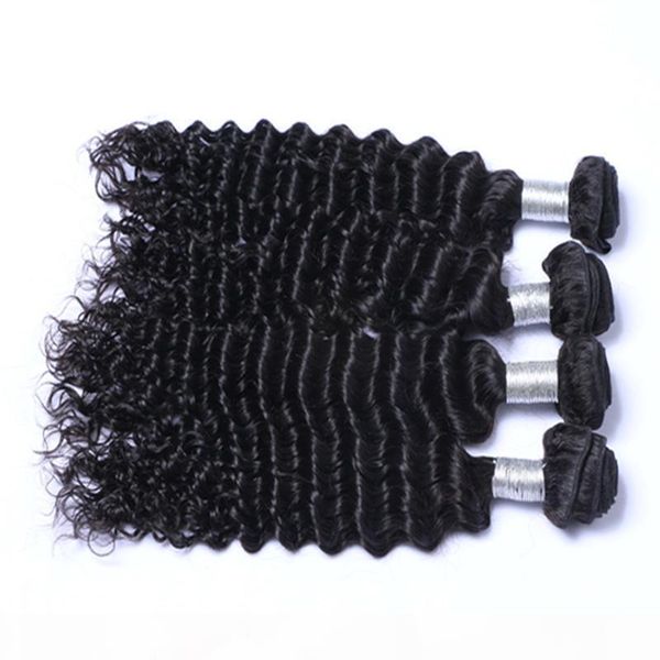 

can be dyed sell indian peruvian malaysion natural color deep curly hair extension unprocessed human remy virgin hair weave, Black