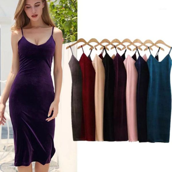 

casual dresses f women autumn spaghetti strap elegant velvet dress evening party robe v neck sleeveless straight drop 1, Black;gray
