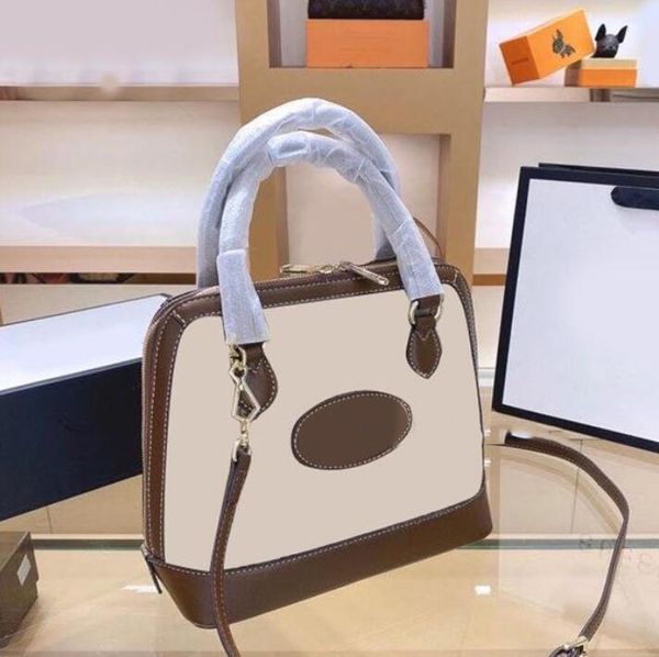 

2021 designer totes boston shoulder bag women new fashion canvas leather zipper crossbody bag shell handbags