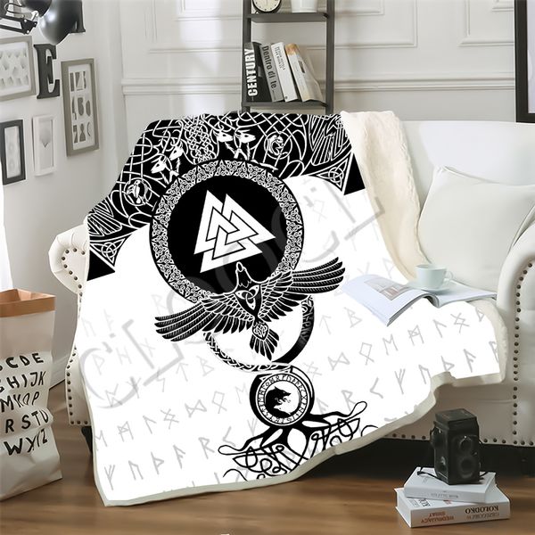 

cloocl blankets pirate viking tattoos 3d print hip-hop style sofa travel throw blanket teens bedding plush quilt