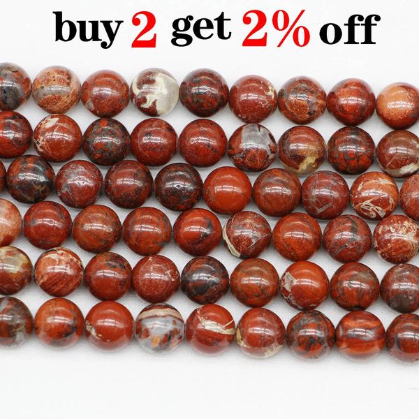 

1strand lot natural stone red brecciated jaspers bead round gem loose spacer beads for jewelry making findings diy bracelet gift h bbynpw