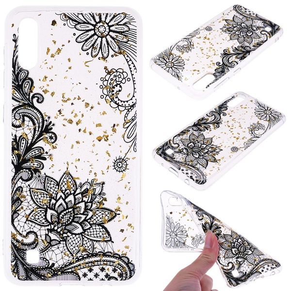

cartoon pattern gold foil style dropping glue tpu soft protective case for galaxy a10