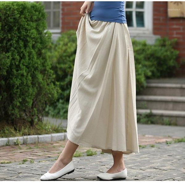 

ewq] 2020 spring summer new pattern solid colors patchwork pockets loose large size high waist vintage skirt women ak88916l1, Black