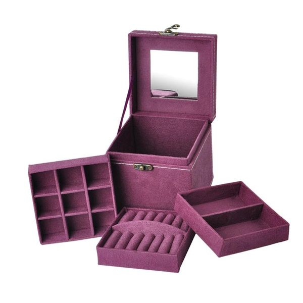 

портативный velvet ювелирные изделия хранения box кольца витринного держатель с ручкой, Pink;blue