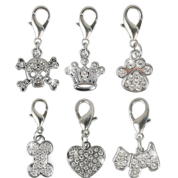 

24pcs/lot rhinestone dog cat collar accessories crystal pet charm collar pendant for small dogs perros mascotas cachorro sqcynq