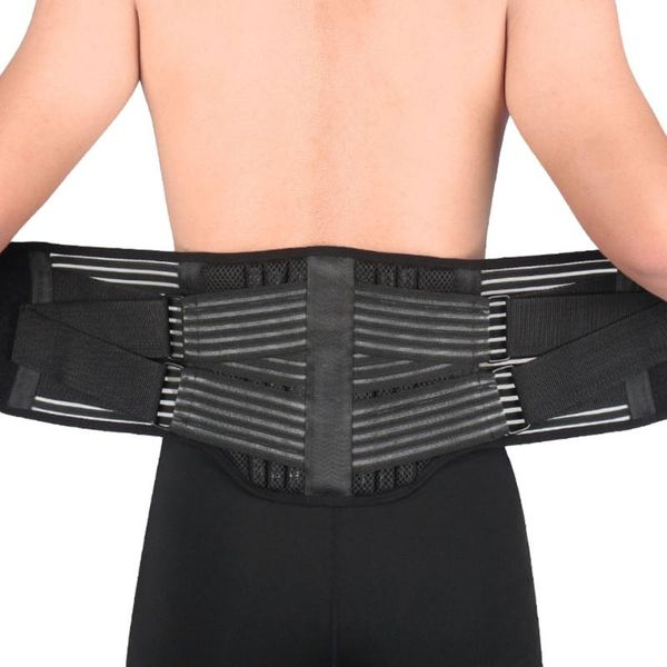 

waist support loogdeel lumbar belt strong lower back corset trainer sweat slim for sport pain relief, Black;gray