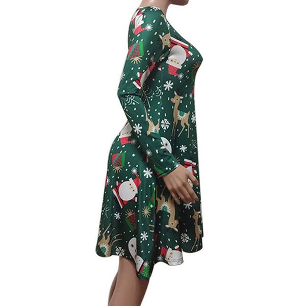

casual dresses women xmas santa claus print dress ladies christmas long sleeve party 2021 happy year navidad, Black;gray