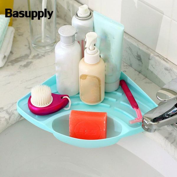 

bath accessory set basupply 1pc useful household triangular shelf in kitchen sink dish sponge bathroom soap rack accessories1