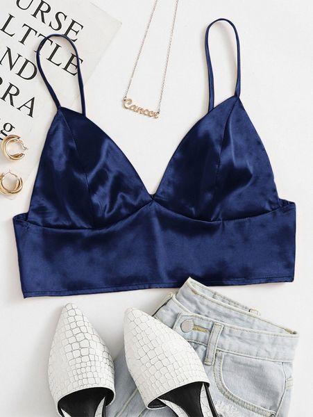 

shirred back satin bralette q9rm#, White